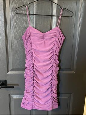 Forever 21 Lavender Ruched Spaghetti-Strap Mini Dress